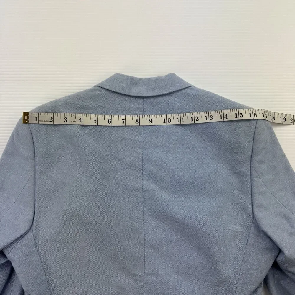 H&M 34R Light Blue Cotton Blazer Sport Coat Elbow Patches Slim Fit Jacket